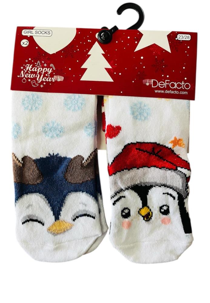 Sosete Craciun Copii 2/set , Imprimeu fulgi de zapada ,Engros